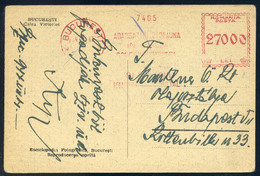 91390 ROMÁNIA 1947. Francotyp Bérmentesítésű, Inflációs Képeslap Budapestre Küldve - Storia Postale