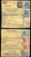 91434 BUDAPEST 1929. Csomagszállító, Madonna-P-f Céglyukasztásos Bélyegekkel, Közte Keskeny Madonna 2*5P! - Usati