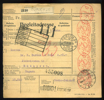 91417 SVÁJC 1930. Csomagszállító Francotyp Bérmentesítéssel Budapestre Küldve  /  SWITZERLAND 1930 Parcel Postcard Franc - Cartas & Documentos