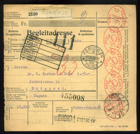 91417 SVÁJC 1930. Csomagszállító Francotyp Bérmentesítéssel Budapestre Küldve  /  SWITZERLAND 1930 Parcel Postcard Franc - Brieven En Documenten