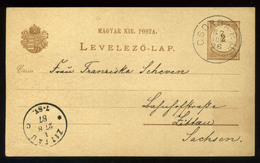 92873 CSORBA 1887. Díjjegyes Levlap, Szép Pályaudvari Bélyegzéssel  /  CSORBA 1887 Stationery P.card Nice Train Station  - Usati