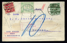 92870 AUSZTRIA 1910. Levlap Perfin Bélyeggel Romániából Visszaküldve, A Két Ország Portózásával  /  AUSTRIA 1910 P.card - Strafport