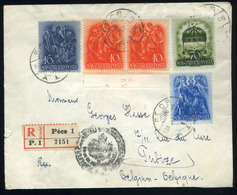 91102 PÉCS 1938. Ajánlott Levél Szent István Bélyegekkel Belgiumba Küldve - Used Stamps
