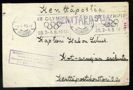 92980 FINNORSZÁG 1940. Tábori Posta Levél, Az Elmaradt Olimpia Hirdető Bélyegzésével !  /  FINLAND 1940 APO Letter With - Brieven En Documenten