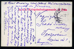 92077 K.u.K. HADITENGERÉSZET I.VH 1917 Képeslap Kriegshafenkommando In Pola Bélyegzéssel Veszprémbe - Usati