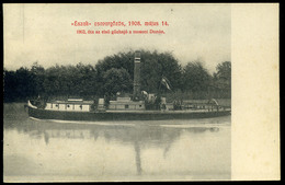 92240 'Észak' Csavargőzös A Mosoni-Dunán 1908. Május 14-én , Régi Képeslap - Ungheria