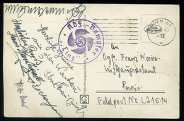 92170 AUSZTRIA 1943. II. VH Képeslap, KDT Dampfer Linz Hajó Bélyegzéssel Párizsba Küldve - Cartas & Documentos