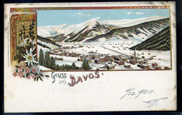 92912 SVÁJC 1900. Davos,litho Képeslap Magyarországra Küldve  /  SWITZERLAND 1900 Davos Litho Vintage Pic. P.card To Hun - Other & Unclassified