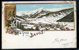 92912 SVÁJC 1900. Davos,litho Képeslap Magyarországra Küldve  /  SWITZERLAND 1900 Davos Litho Vintage Pic. P.card To Hun - Sonstige & Ohne Zuordnung