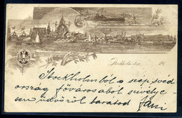 92917 SVÉDORSZÁG 1897. Stockholm , Litho Képeslap Budapestre Küldve  /  SWEDEN 1897 Stockholm, Litho Vintage Pic. P.card - Suède