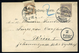 91092 BUDAPEST 1900. Képeslap Bécsbe Küldve, Portózva, Portó Bélyegzéssel  /  BUDAPEST 1900  Vintage Pic. P.card To Vien - Used Stamps