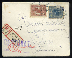 91117 ARAD 1919. Ajánlott, Cenzúrázott Levél "túlélő" Bélyegzéssel Békésre Küldve  /  ARAD 1919 Reg. Cens. Letter "survi - Storia Postale Prima Guerra Mondiale