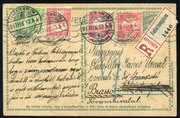 90977 FEHÉRTEMPLOM 1917. Kiegészített , Ajánlott Díjjegyes Levlap Brassóba Küldve  /  FEHÉRTEMPLOM 1917 Uprated Reg. Sta - Used Stamps