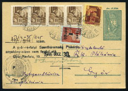 90974 BUDAPEST 1945. 08. Vegyes Kiegészítésű Inflációs Levelezőlap Győrbe Küldve  /  BUDAPEST 1945.08. Mix. Uprate Infla - Usati