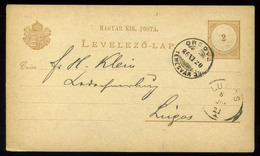 92523 KARÁNSEBES 1885. Díjjegyes Levlap, Szép Orsova-Temesvár Mozgóposta Bélyegzéssel  /  KARÁNSEBES 1885 Stationery P.c - Gebraucht