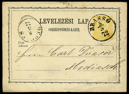 92521 BRASSÓ 1872. Szép Díjjegyes Levlap Medgyesre Küldve  /  BRASOW 1872 Nice Stationery P.card To Medgyes - Used Stamps