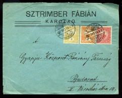 92520 KARCAG 1917. Céges Levél, Vegyes Bérmentesítéssel Budapestre, Sztrimber Fábián   /  KARCAG 1917 Corp. Letter Mix.  - Oblitérés