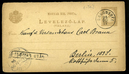 92591 BAKONYBÉL 1894. Válaszos Díjjegyes Levlap "inditás Után" Berlinbe Küldve  /  BAKONYBÉL 1894 Reply Stationery P.car - Usado