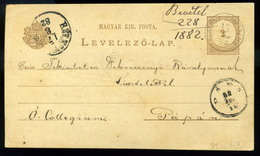 92598 KOMÁROMSZENTPÉTER / V 1882. Díjjegyes Levlap, Ritka Bélyegzéssel  /  KOMÁROMSZENTPÉTER V 1882 Stationery P.card Ra - Oblitérés