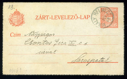 92602 KIRÁLYHELMEC 1916. Zárt Díjjegyes Levlap,szép Bélyegzéssel  /  KIRÁLYHELMEC 1916 Sealed Stationery P.card Nice Pmk - Used Stamps