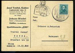 92614 KASSA 1938. Céges Levap Visszatért Bélyegzéssel Budapestre Küldve, Címnyomozással - Used Stamps