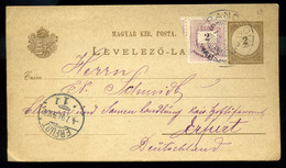 92582 PANCSOVA 1897. Kiegészített Díjjegyes Lap Erfurtba Küldve - Used Stamps