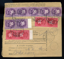 92706 DEVECSER 1946.05.04. Inflációs Csomagszállító Lovasfutár Bélyegekkel Bérmentesítéssel Budapestre - Used Stamps