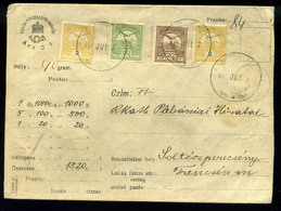 92699 MOCSONOK / Močenok 1910. Értéklevél, Háromszínű , Négybélyeges Bérmentesítéssel Soltészperecsényre Küldve - Oblitérés