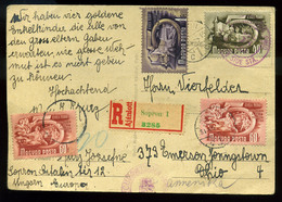 92673 SOPRON 1951. Dekoratív Ajánlott Levlap Az USA-ba Küldve - Gebraucht