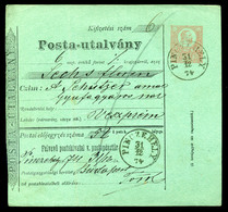 92717 PINCEHELY 1874. 5Kr Díjjegyes Postautalvány Veszprémbe Küldve - Used Stamps