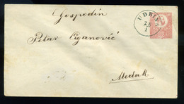 92998 UDBINA 1871. 5kr-os Díjjegyes Boríték, Szép és Nagyon Ritka Zöld Bélyegzéssel Medakra Küldve. Bánfalvy Signo. ( A  - Used Stamps