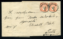 92951 VESZPRÉM 1860. 2*5kr Levélen, Tartalommal  Agorasztó Miklós Táblabírónak Pestre Küldve. Szép!  /  VESZPRÉM 1860 2* - Lettres & Documents