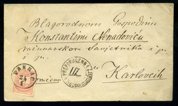 92944 PAKRAC 1877. Dekoratív Ajánlott Levél 3*5kr-ral Karlovicra Küldve  /  PAKRAC 1877 Decorative Reg. Letter 3*5 Kr To - Usati