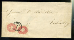 92945 SÜMEG 1865. 2*5kr Levélen, Tartalommal Sopronba Küldve , Schreiber > Müller  /  SÜMEG 1865 2*5kr Letter Content To - Covers & Documents