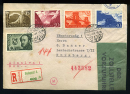 92971 BUDAPEST 1941. Dekoratív, Ajánlott,cenzúrázott Levél Nürnbergbe Küldve  /  BUDAPEST 1941 Decorative Reg. Cens. Let - Gebraucht