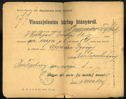 91387 KISTAPOLCSÁNY 1900. Visszajelentés Hírlap Hiányról, Régi Postai Dokumentum  /  1900 Report About Newspaper Shortag - Usati