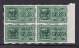 Italy-WWII Occupation-german Occupation Of Lubiana NE1 1944 Special Delivery , Block 4 Mint Never Hinged - Deutsche Bes.: Lubiana