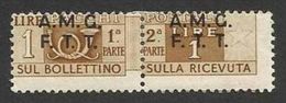 1947 Italia Italy Trieste A PACCHI POSTALI  PARCEL POST 1L Bruno Giallo Varietà 1G MH* - Paketmarken/Konzessionen