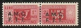 1947 Italia Italy Trieste A  PACCHI POSTALI 50 Lire MNH** Varietà 'Decalco Soprastampa (8K)' Gomma Bic. - Colis Postaux/concession