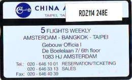 Telefoonkaart  LANDIS&GYR NEDERLAND * RDZ.114  248E * CHINA AIRLINES * Pays Bas * TK *  ONGEBRUIKT * MINT - Avions