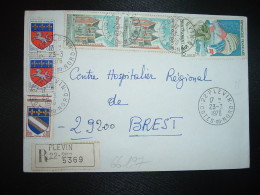 LR TP SAINT FLORENT 3,00 + LE CLOS LUCE 1,00 Paire + ST LO 0,20 X2 + TROYES 0,10 OBL.23-3-1976 22 PLEVIN COTES DU NORD - Postal Rates