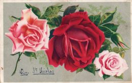 Carte De Saint - Nicolas - Roses . - Saint-Nicholas Day