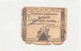 Assignat De Dix Sous L'an Deuxième De La République Série 836 - Assignats