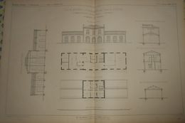 Plan De Type De Bâtiment De Voyageurs Pour Station De 2ème Classe Du Chemin De Fer D'Ancône à Bologne. 1861 - Opere Pubbliche