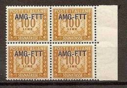 1949 Italia Italy Trieste A SEGNATASSE - POSTAGE DUE L.100 Ocra (27) In Quartina MNH** Bl.4 - Strafport