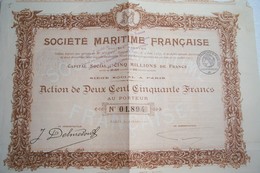 SOCIETE  MARITIME  FRANCAISE  - ACTION De DEUX CENT CINQUANTE FRANCS ( N° 1894 ) - Navigazione