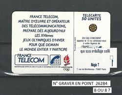 VARIÉTÉS FRANCE TÉLÉCARTE ALBERTVILLE 92 04 / 91 JEUX OLYMPIQUE HIVER SKIEUR   50 UNITE  SC5  F150 UTILISÉE - Fehldrucke