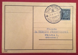 CECOSLOVACCHIA PRAHA 10 HRAD SMUTEK CESKOSLOVENSKO Annullo Su Cartolina Del 21/9/37 - Covers & Documents