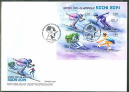 Centrafrica, 2013, Winter Olympic Game In Sochi, Skiing, Skating, 4val In BF In FDC - Winter 2014: Sochi