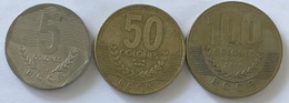 Costa Rica - 5 Colones 1993 - 50 Colones 1999 - 100 Colones 2000 - Costa Rica